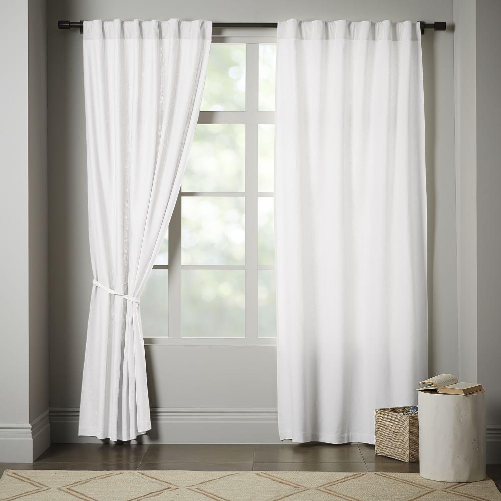 Linen Cotton Curtain + Blackout Lining - White | west elm uk