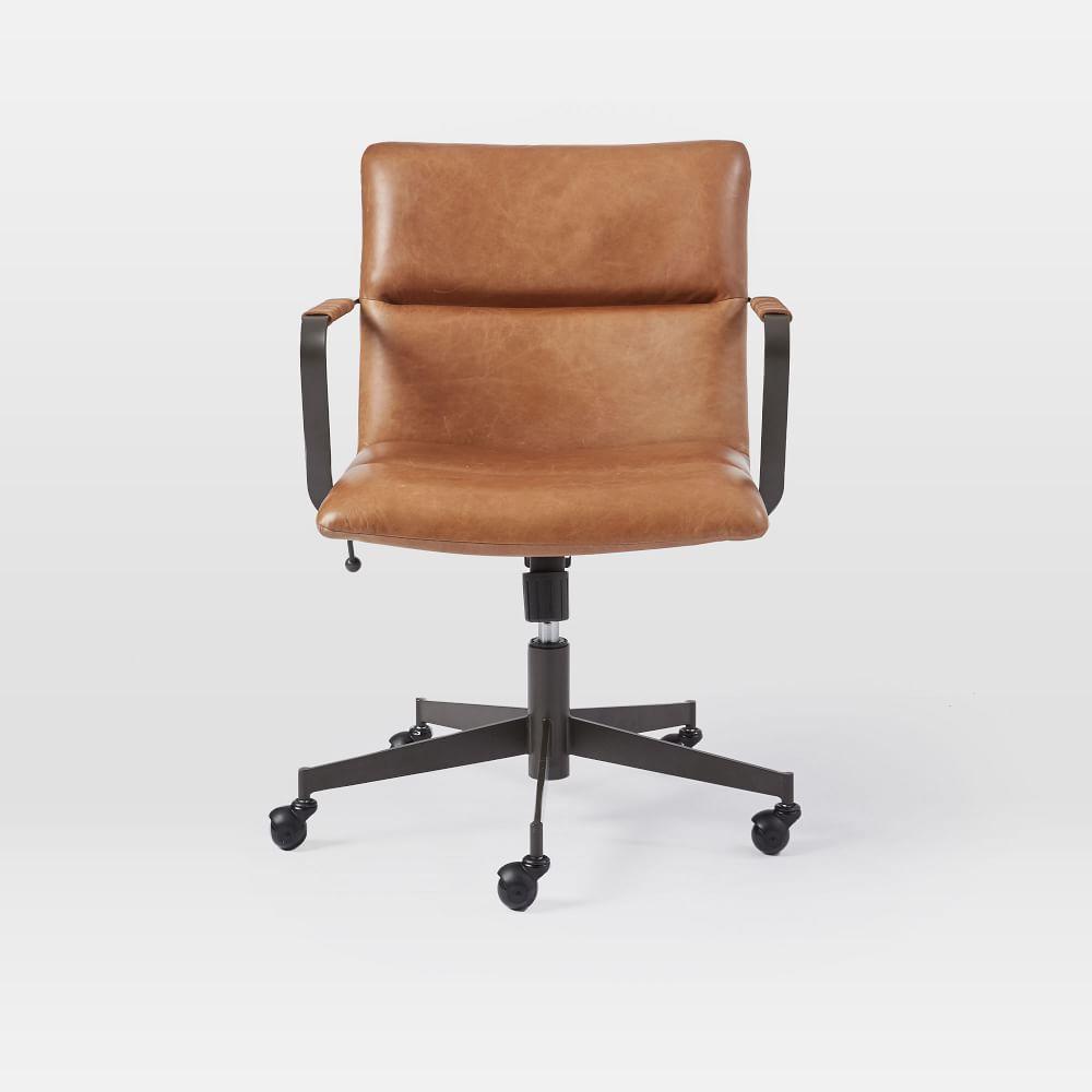 Cooper MidCentury Leather Swivel Office Chair west elm UK