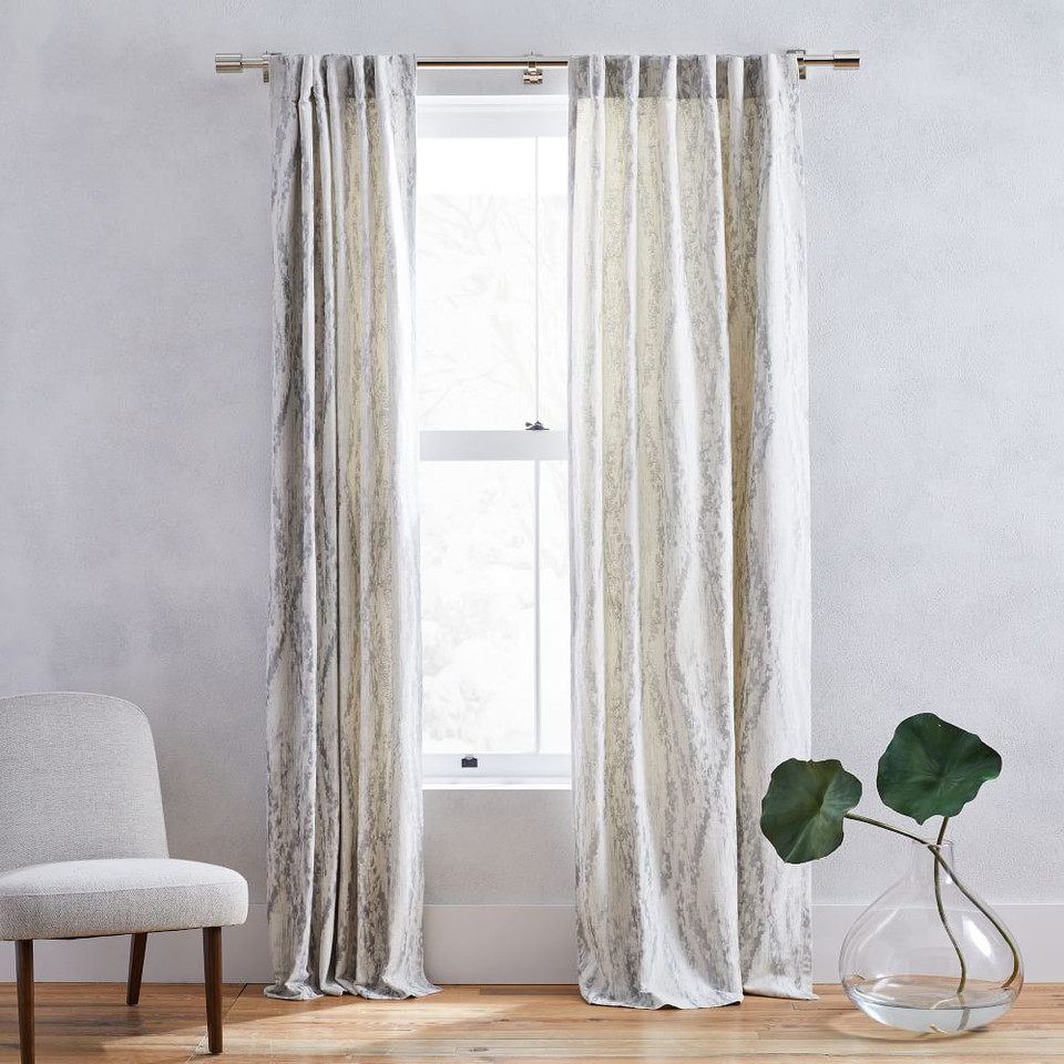 Bark Texture Shine Jacquard Curtain - Pearl Grey