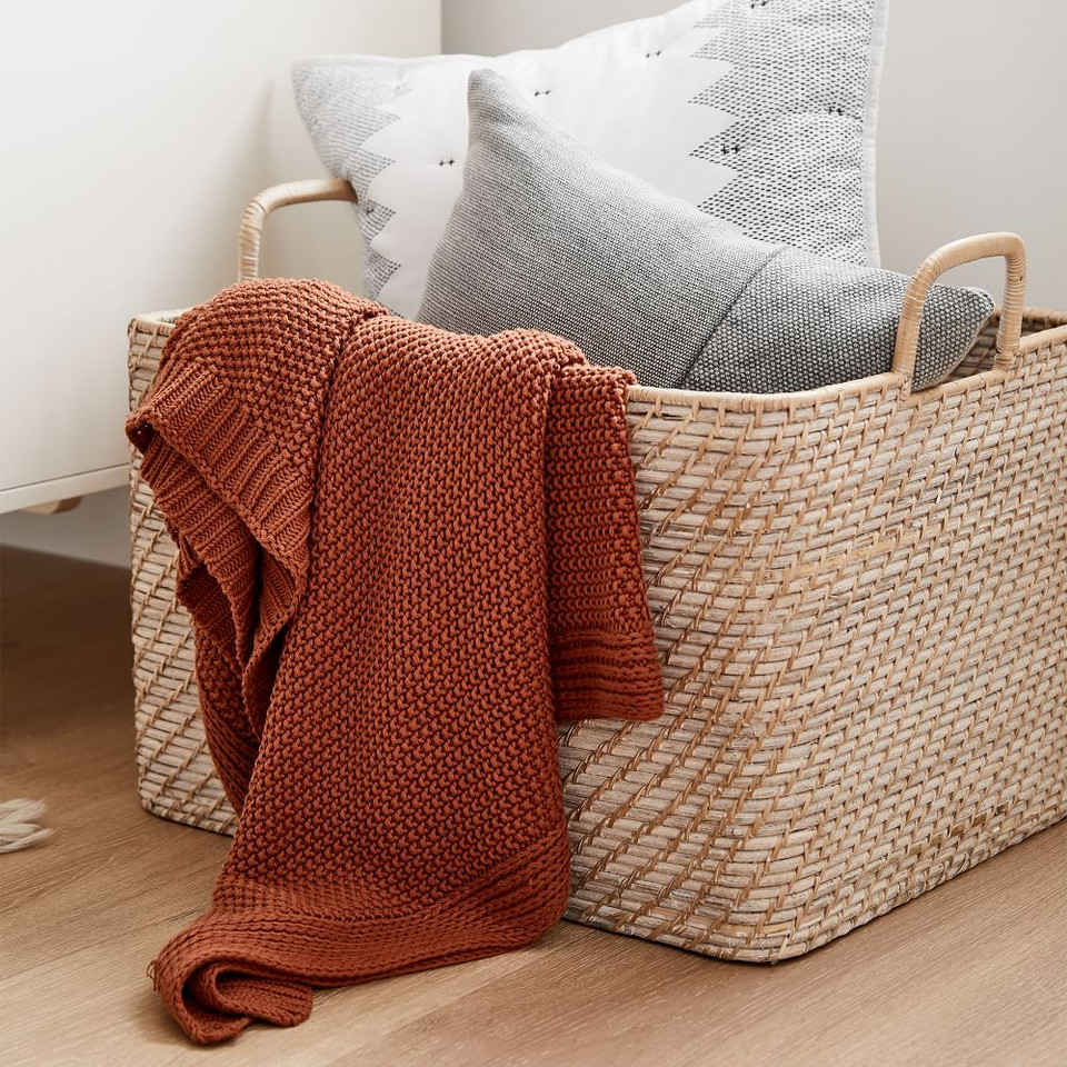 Modern Weave Oversized Storage Basket w/ Handles