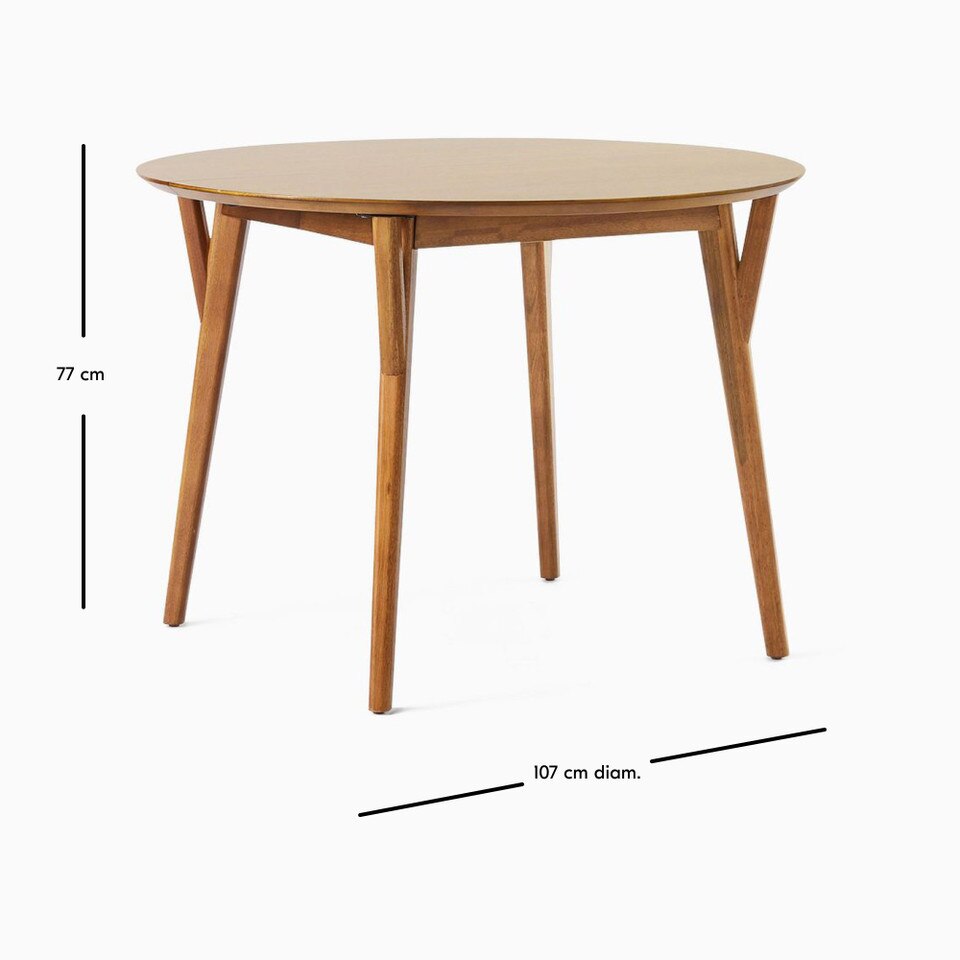 Mid-Century Modern Round Extendable Dining Table