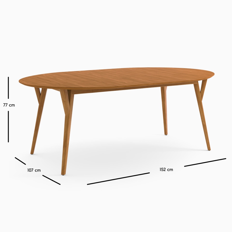 Mid-Century Modern Round Extendable Dining Table