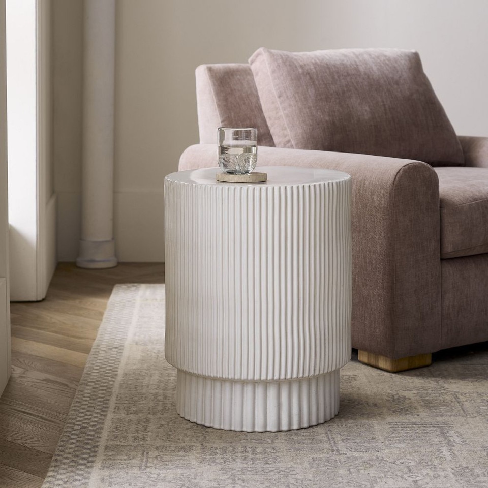 Fluted Indoor/Outdoor Garden Side Table (33 cm - 41 cm)