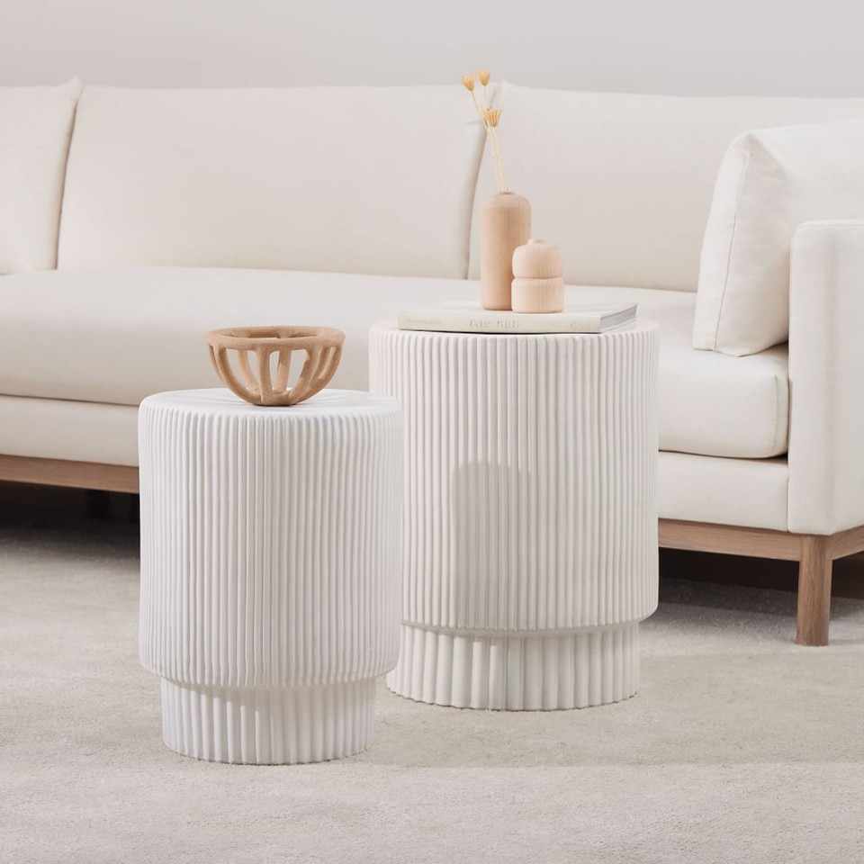 Fluted Indoor/Outdoor Garden Side Table (33 cm - 41 cm)