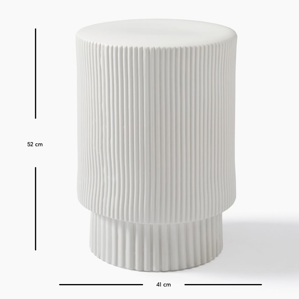 Fluted Indoor/Outdoor Garden Side Table (33 cm - 41 cm)