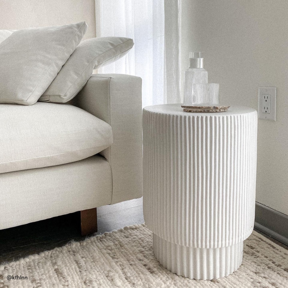 Fluted Indoor/Outdoor Garden Side Table (33 cm - 41 cm)