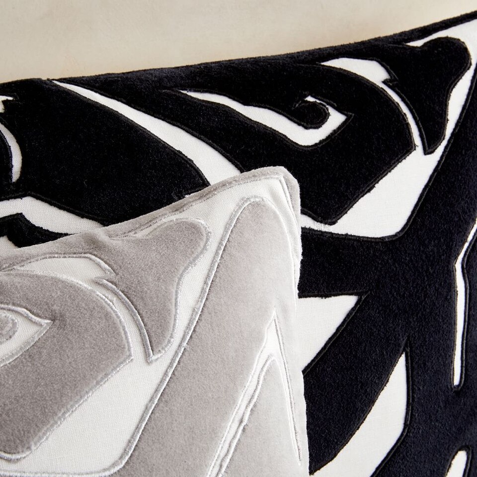Abstract Velvet Applique Cushion Cover