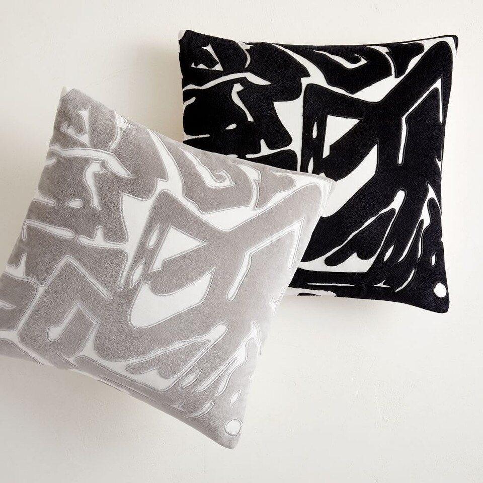 Abstract Velvet Applique Cushion Cover