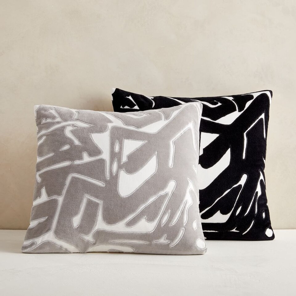 Abstract Velvet Applique Cushion Cover