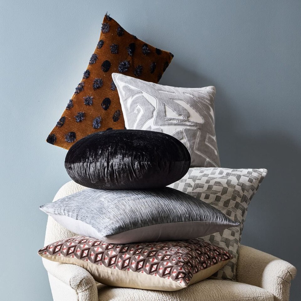 Abstract Velvet Applique Cushion Cover
