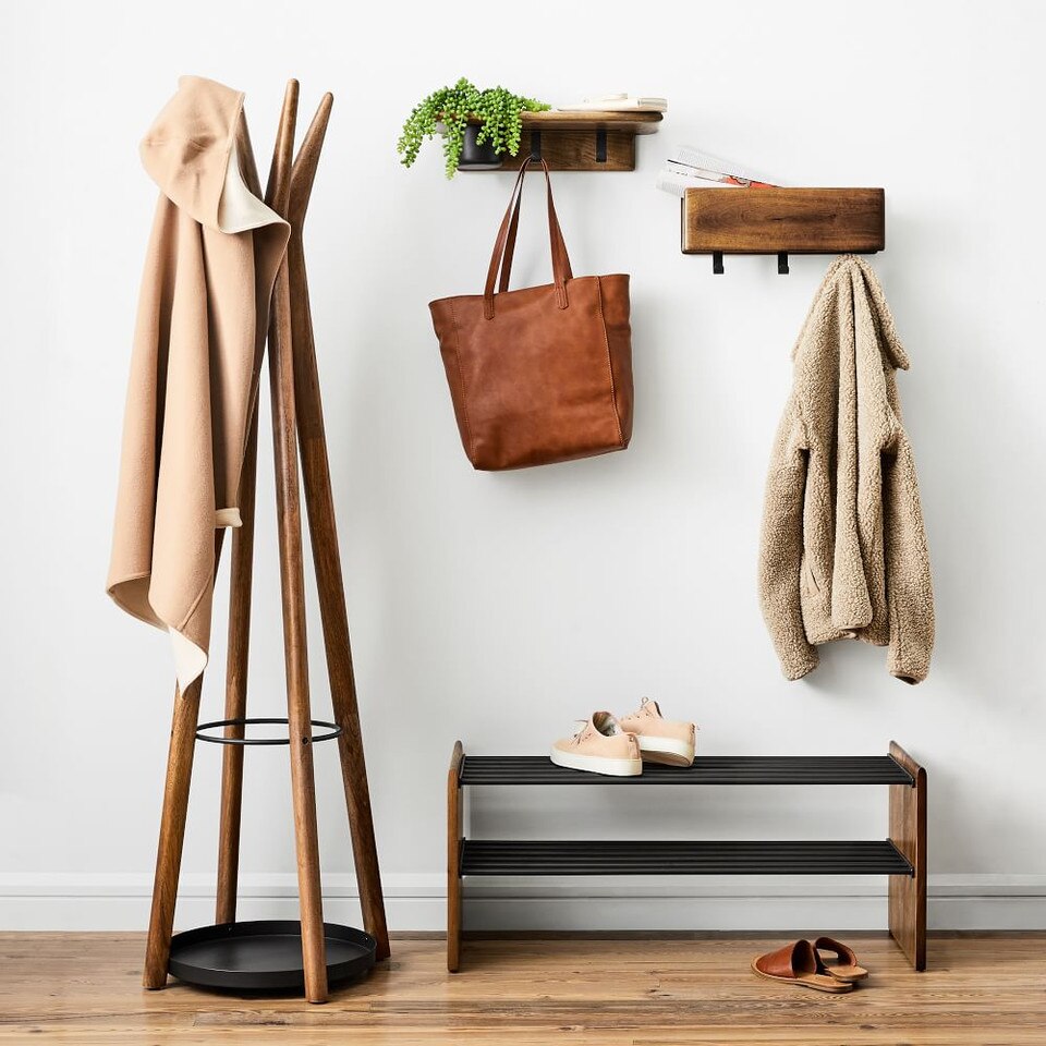 Anton Solid Wood Coat Rack - Burnt Wax