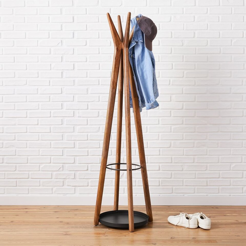 Anton Solid Wood Coat Rack - Burnt Wax