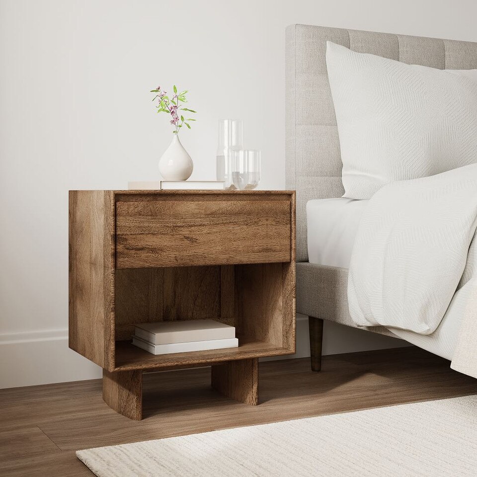 Anton Solid Wood Bedside Table (56 cm)