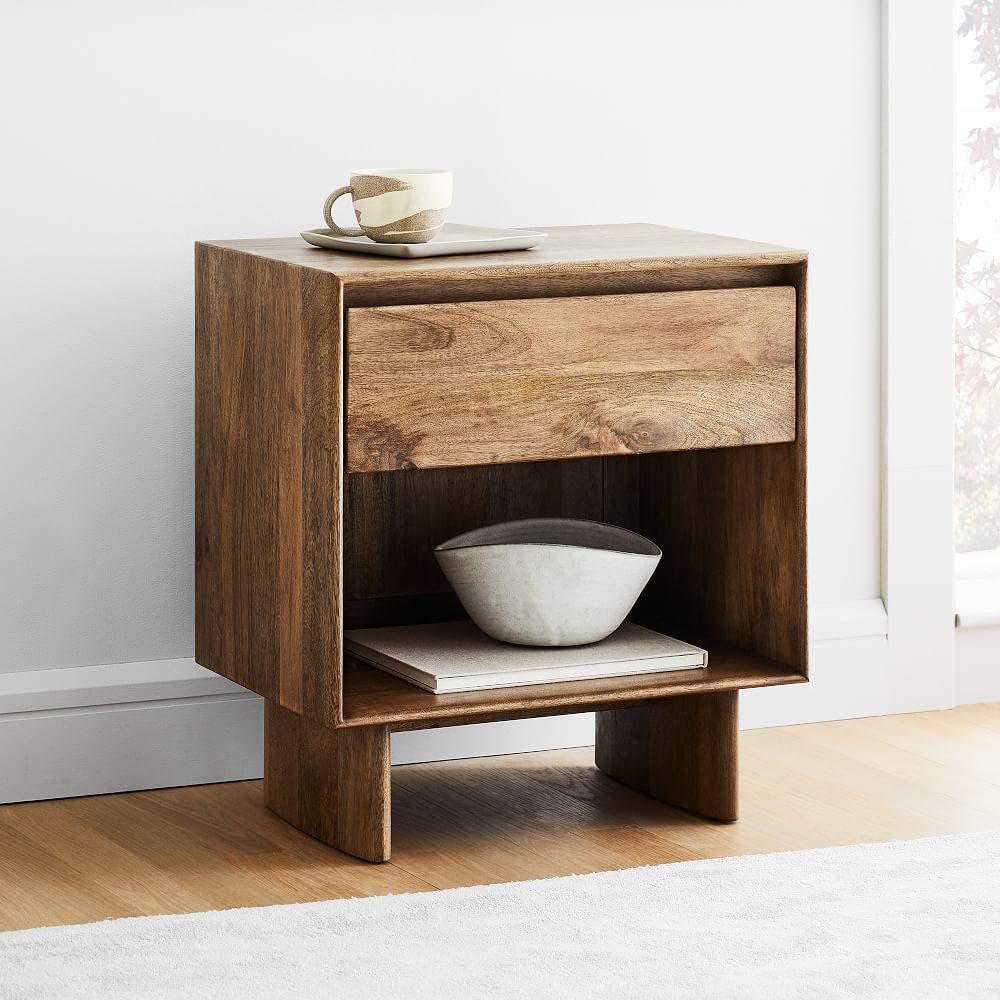 light wood bedside table