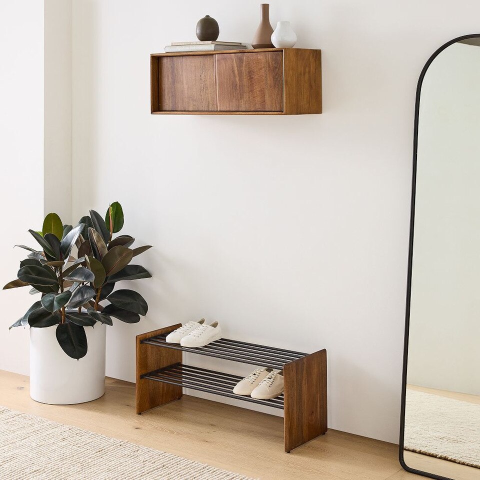 Anton Solid Wood Shoe Rack - Burnt Wax