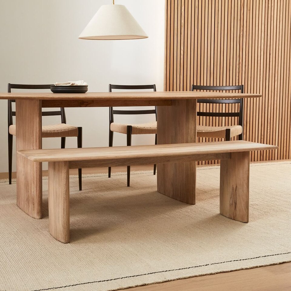 Anton Solid Wood Dining Bench (147 cm) - Cerused White