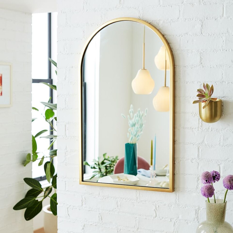 Metal Framed Arched Wall Mirror | west elm United Kingdom Metal marbles west elm side table set of 2 pes.