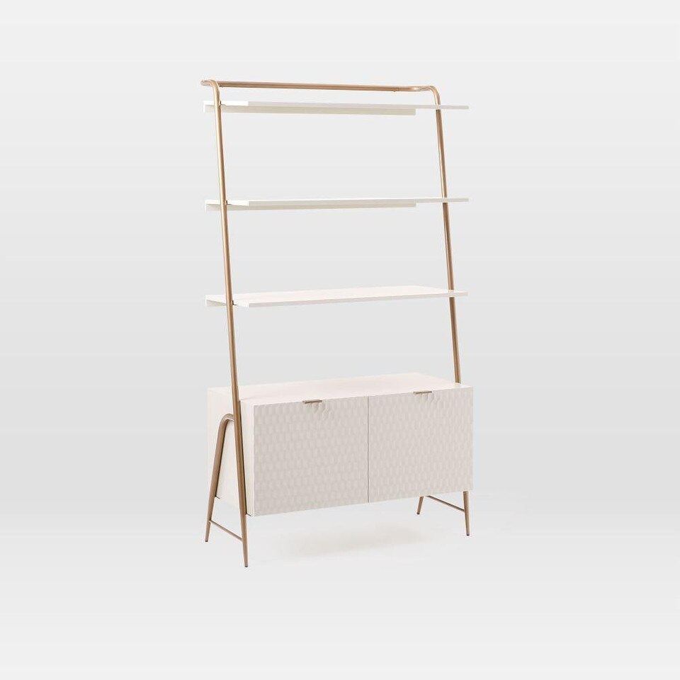 Audrey Wide Storage Bookcase - Parchment