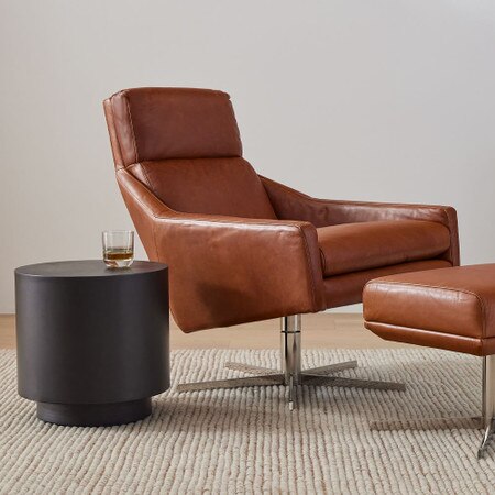 Austin Armchair Leather Swivel Design West Elm UK