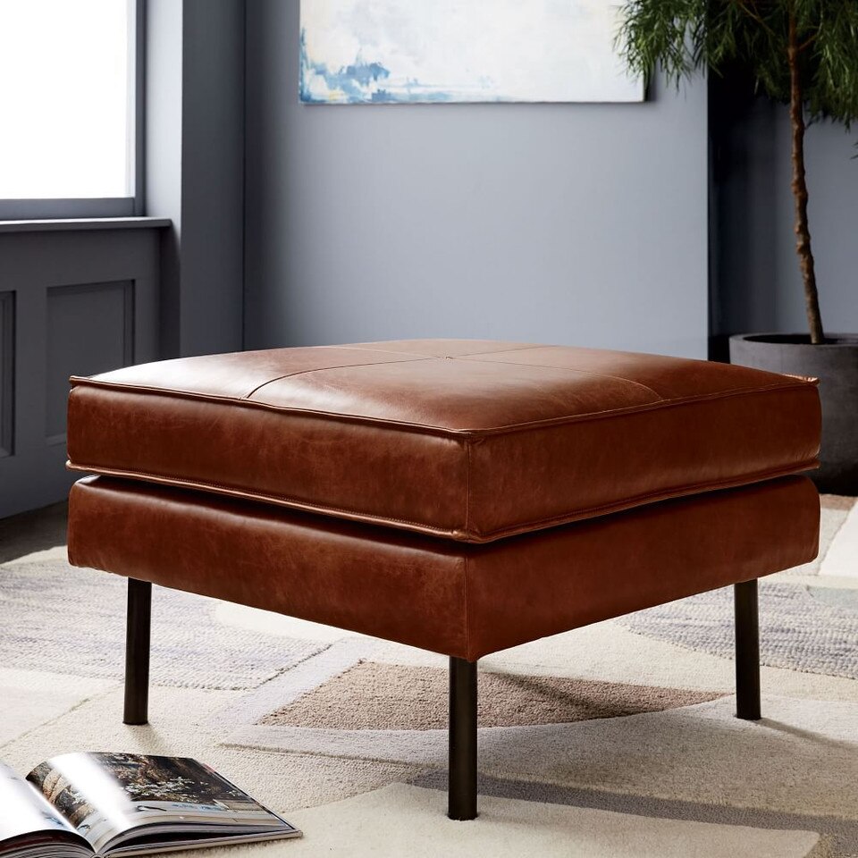 Axel Leather Footstool Ottoman