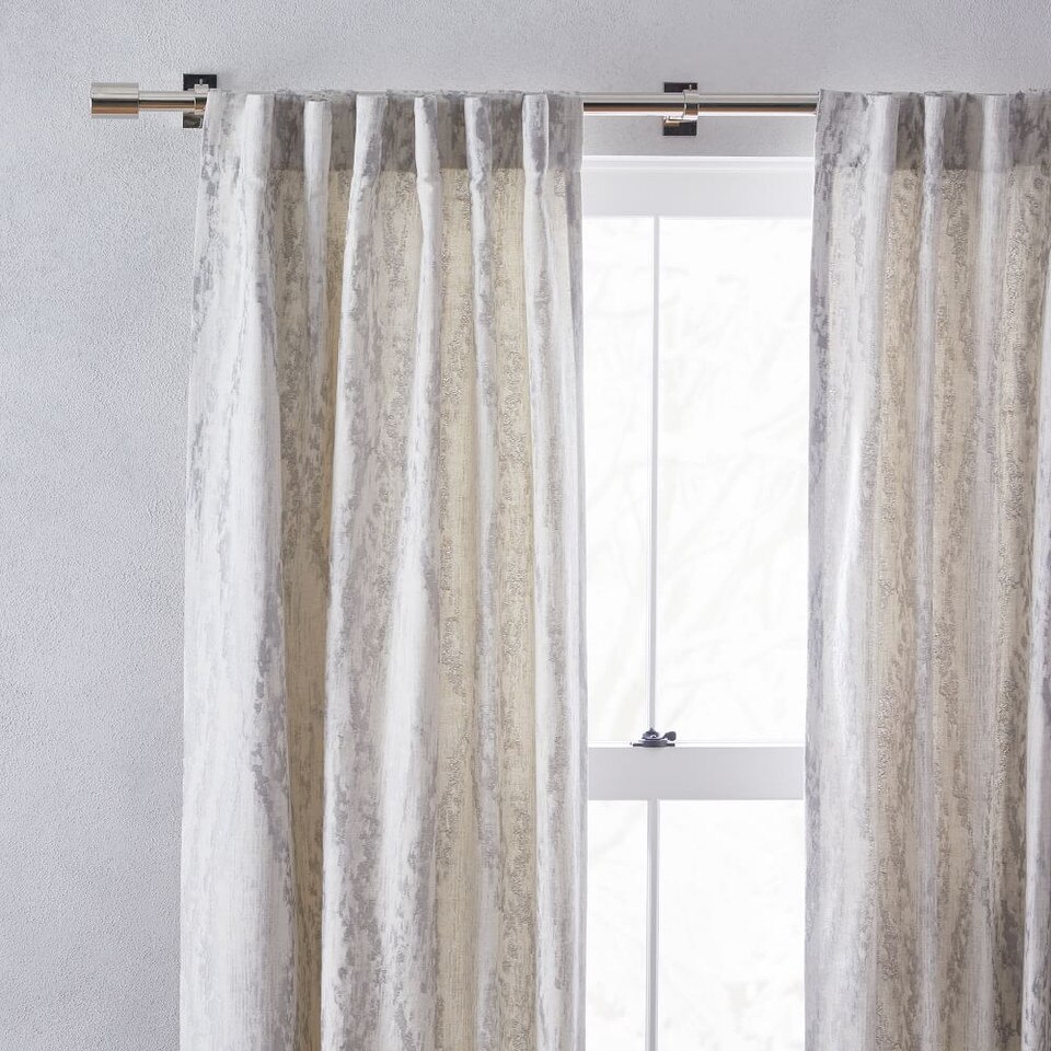 Bark Texture Shine Jacquard Curtain - Pearl Grey