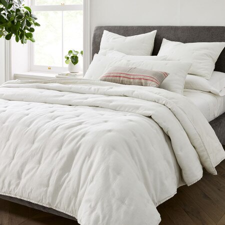 Quilts come in a variety of shapes and sizes, so there isn't a one size fits all. european flax linen cotton metallic bedspread pillowcases stone white