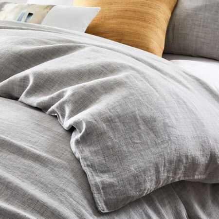 Belgian Flax Linen Duvet Cover Pillowcases Frost Grey West