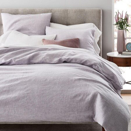 Belgian Flax Linen Duvet Cover Pillowcases Pale Lilac West