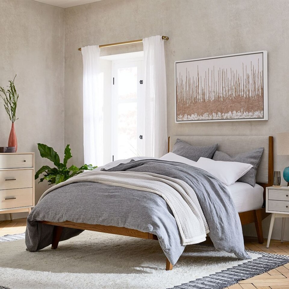 Belgian Flax Linen Melange Duvet Cover & Pillowcases Slate west elm