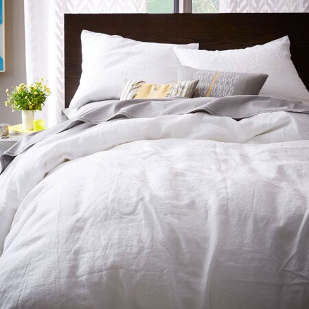 Belgian Flax Linen Duvet Cover Pillowcases White West Elm Uk