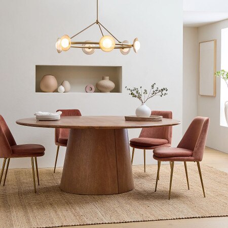 Modern Chandelier For Round Dining Table Bezel 6-Light