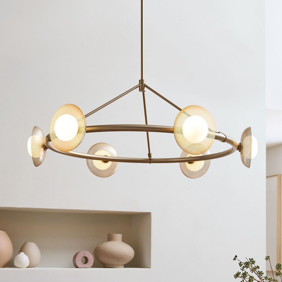 Bezel 6-Light Round Perforated Metal Chandelier (102 cm)