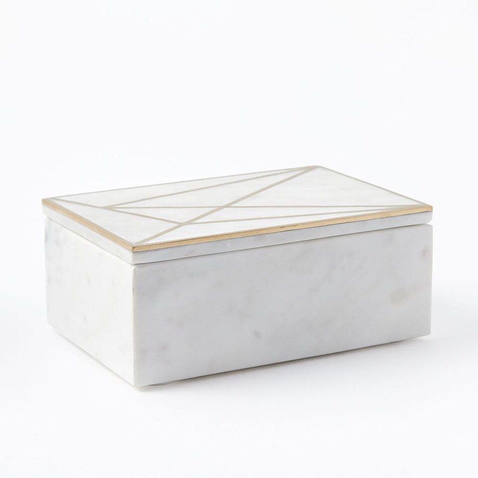 Brass Inlay Marble Box, Rectangle