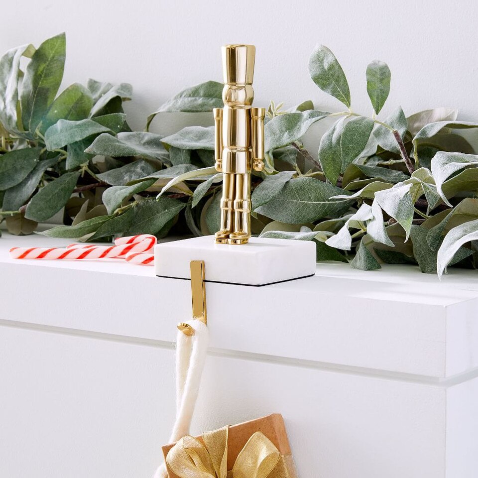 Brass & Marble Nutcracker Stocking Holder
