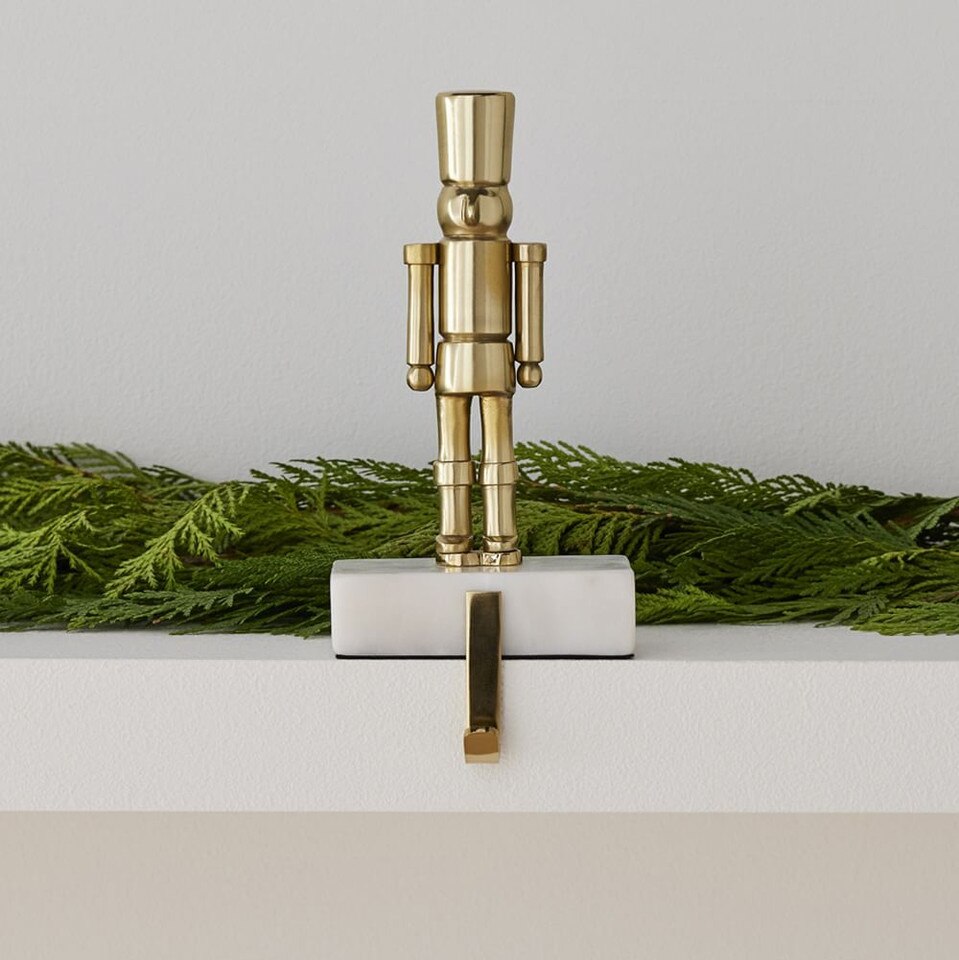 Brass & Marble Nutcracker Stocking Holder