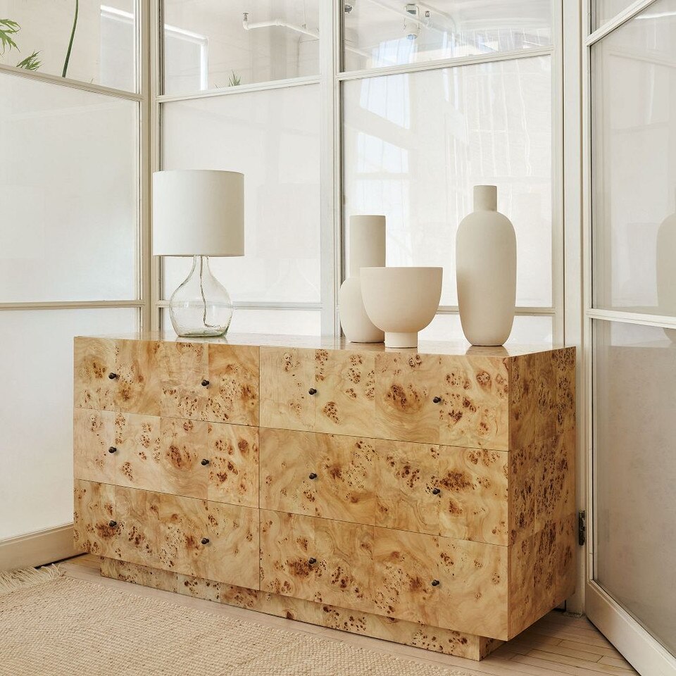 Burl 6-Drawer Chest (152 cm)