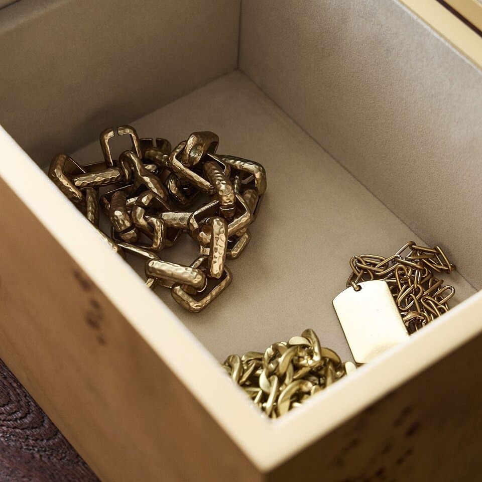Burled Wood Square Decorative Box