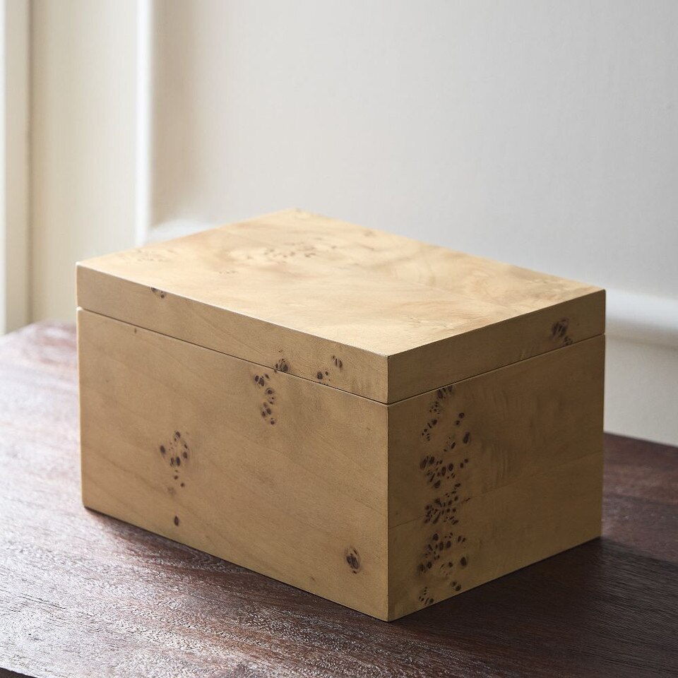 Burled Wood Square Decorative Box