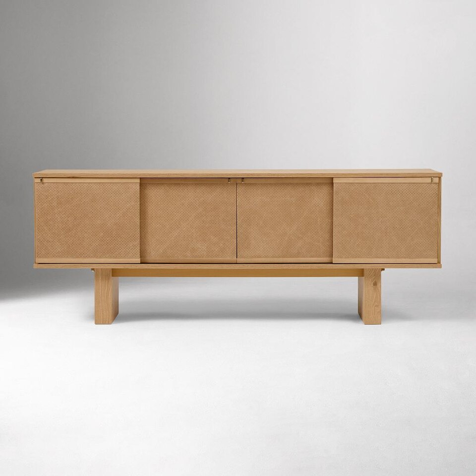 Buxton Leather Media Console (183 cm)