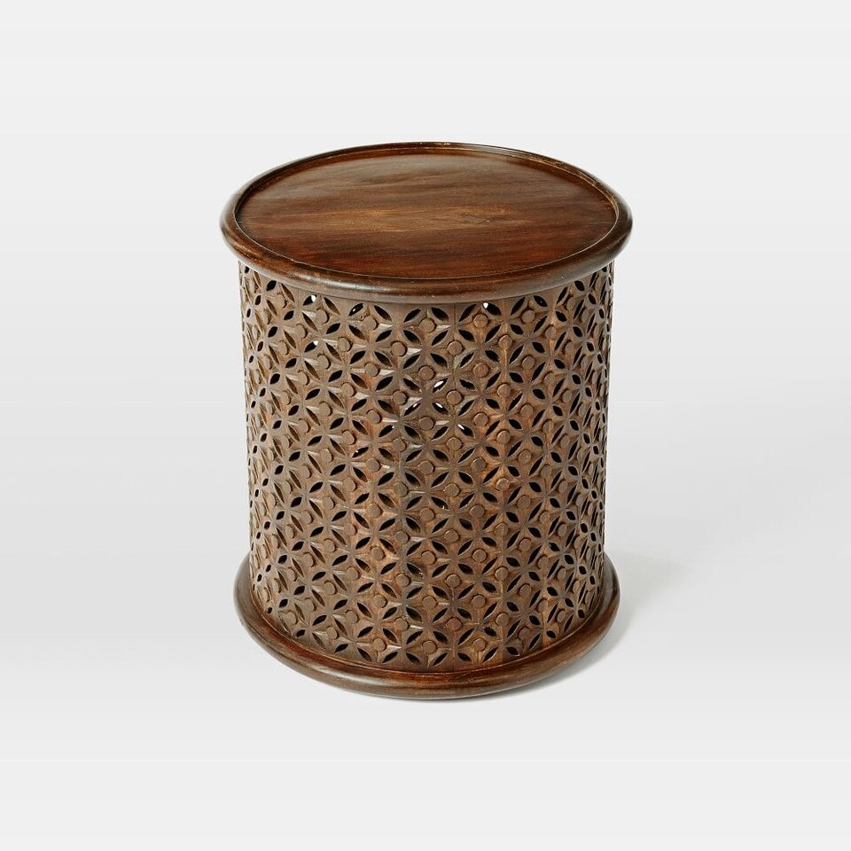 Carved Wood Side Table (43 cm)