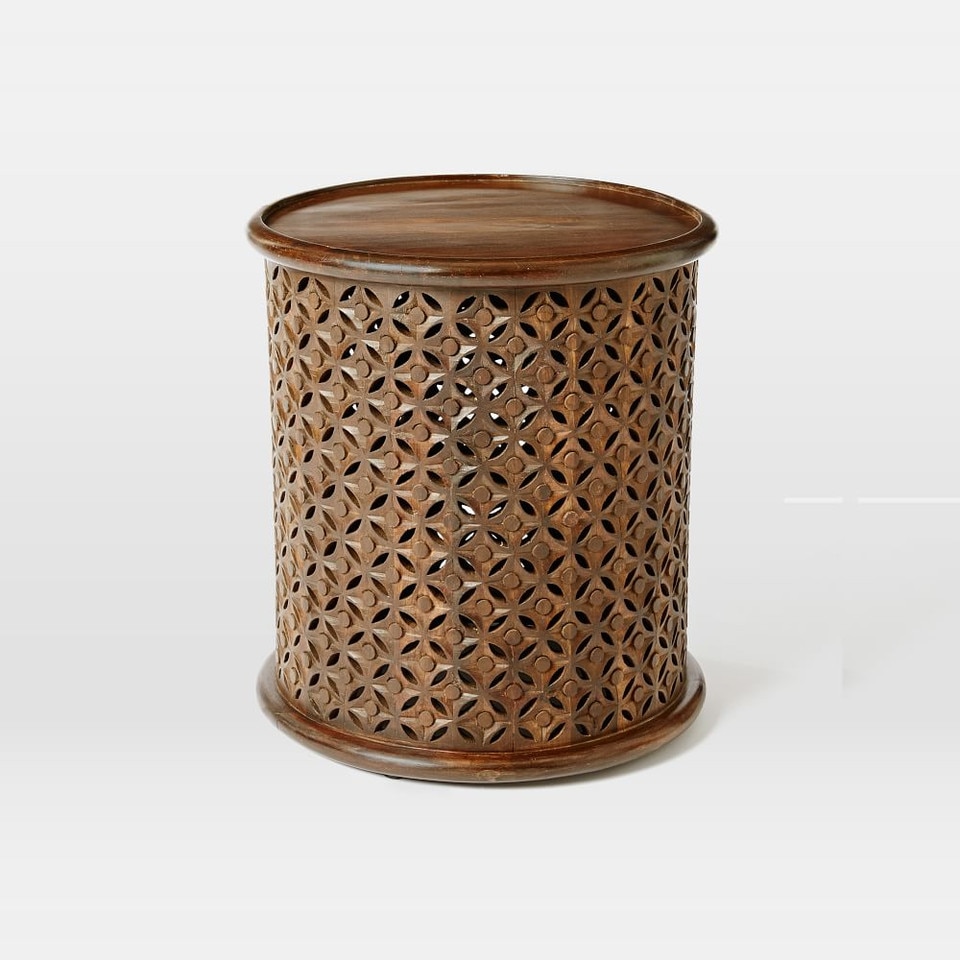 Carved Wood Side Table (43 cm)