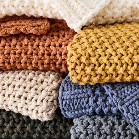 Chunky Cotton Knit Throw Modern Comfort Style West Elm UK