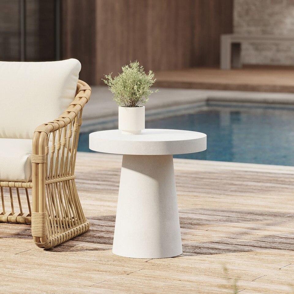 Concrete Garden Pedestal Round Side Table