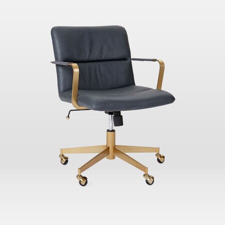 Cooper Mid Century Leather Swivel Office Chair West Elm United