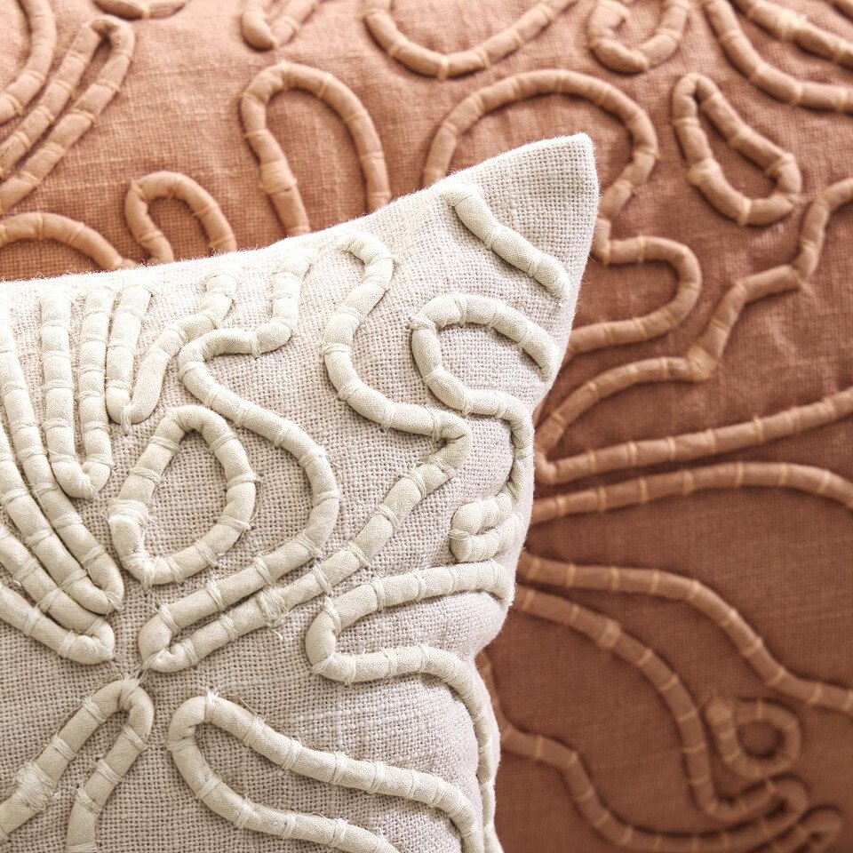 Corded Floral Cushion Cover