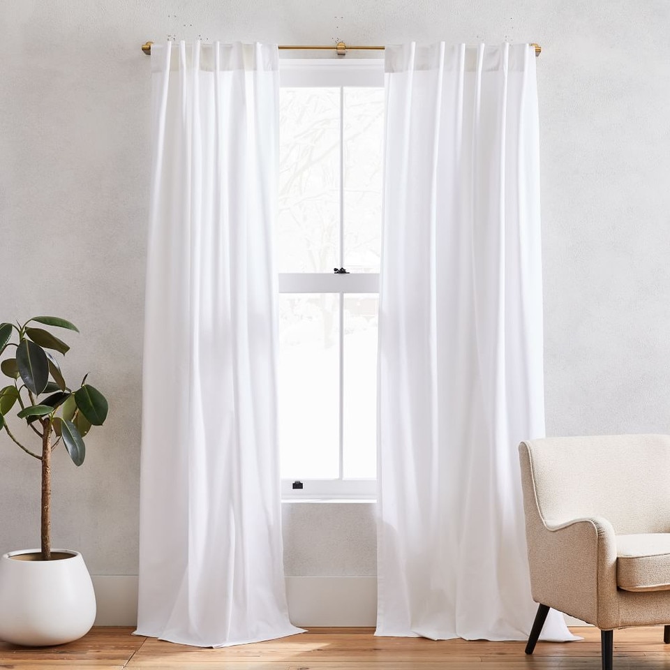 Cotton Canvas Curtain - White (Set of 2)