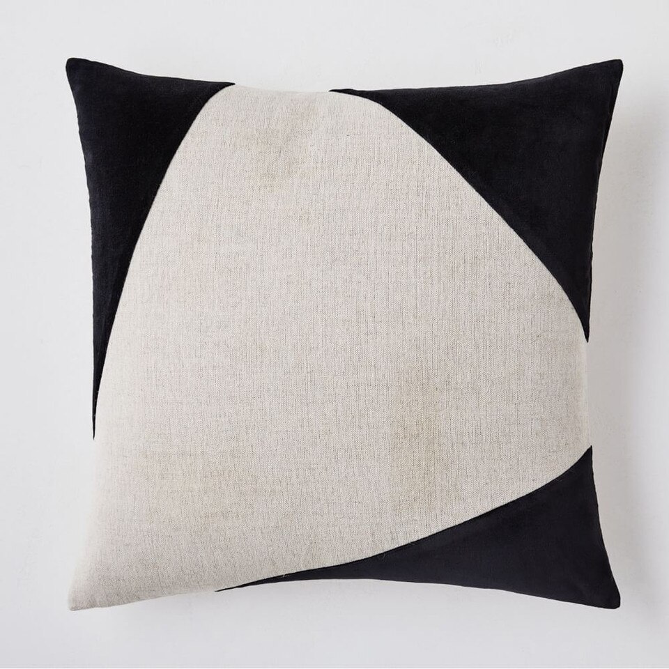 Cotton Linen & Velvet Corners Cushion Cover