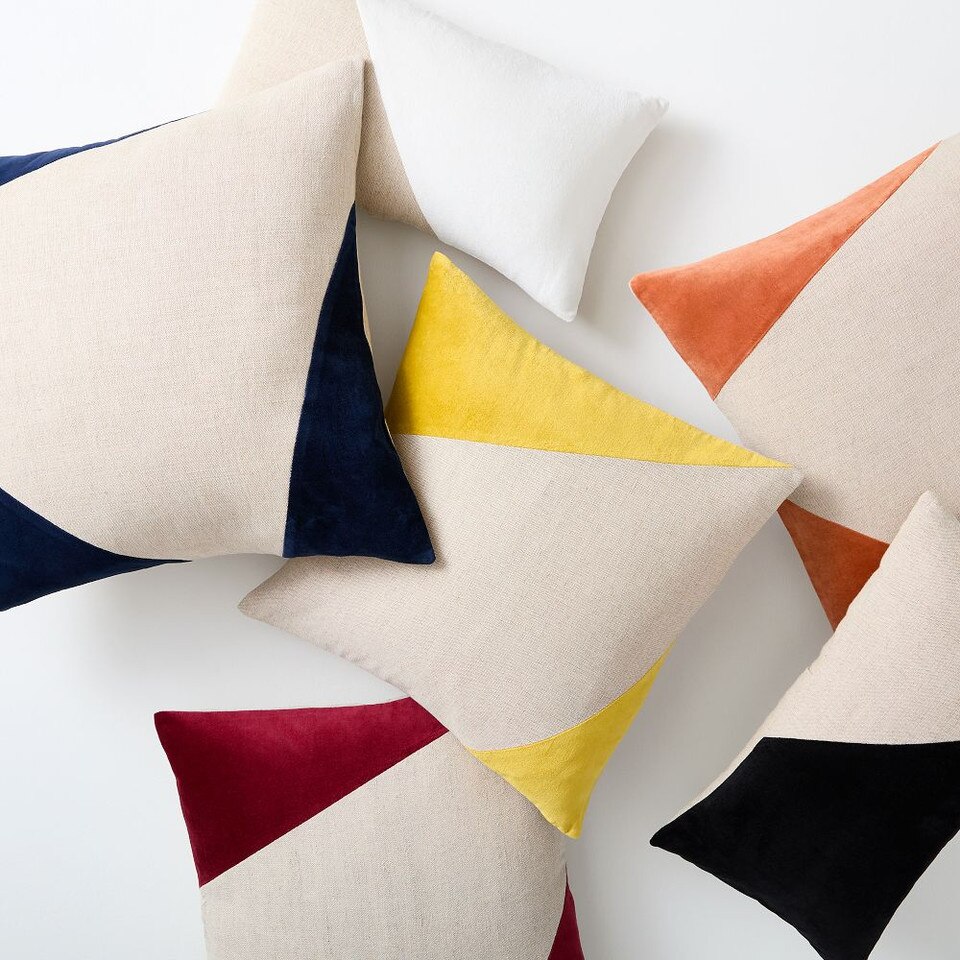 Cotton Linen & Velvet Corners Cushion Cover