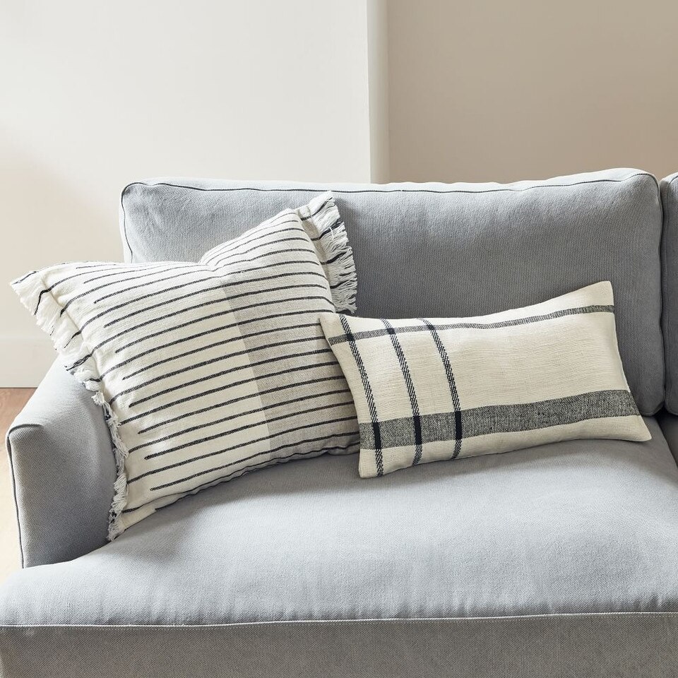 Cotton Silk Broken Stripe Cushion Cover