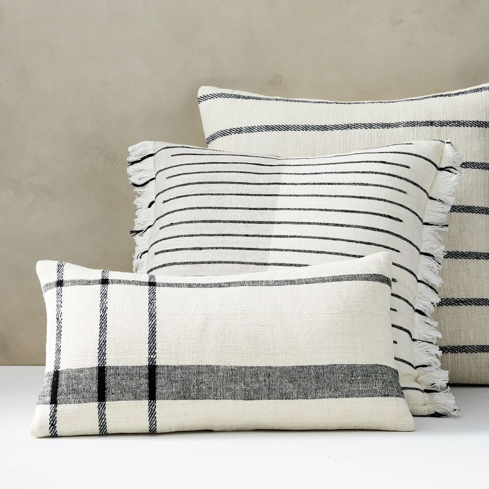 Cotton Silk Broken Stripe Cushion Cover